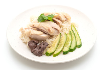 Hainanese chicken rice or steamed chicken rice