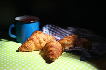 Croissants and mug of tea	
