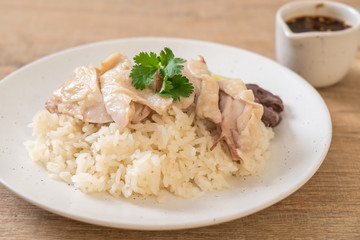 Hainanese chicken rice or steamed chicken rice