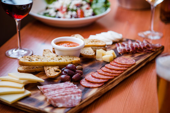 Simple Charcuterie Board With Italian Meats And Cheeses