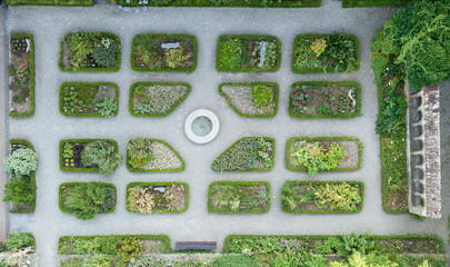 SCHAFFHAUSEN, SWITZERLAND - July 07 2018 : Aerial image of Herbs Garden in Allerheiligen monastery....
