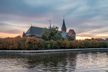 Cathedral of Kant in Kaliningrad. Sunset view