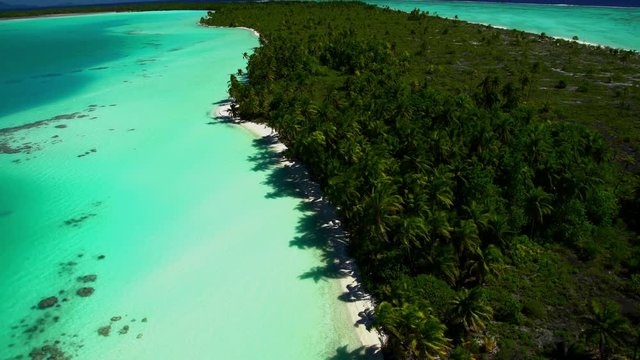Aerial tropical view of Tupai Heart Island in the South Pacific Ocean 