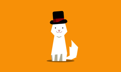 Cute Cat with Hat Vector Illustration