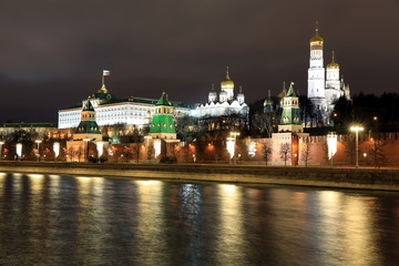 Obraz premium Moscow Kremlin Palace with Churches, and wall Towers , Russia