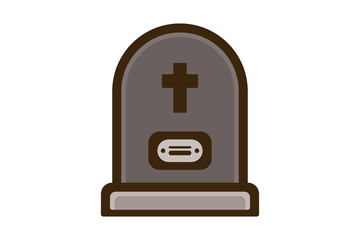 Obraz premium worn gravestone with cross carved on a stone rip tombstone