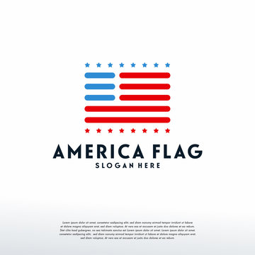 Simple American Flag logo designs template, Iconic USA Flag symbol
