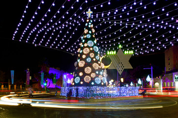 The German Colony in Haifa (Israel) decorated for the winter holidays.