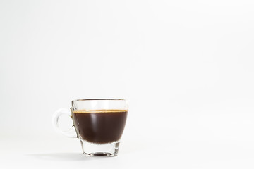 The glass mug of coffee