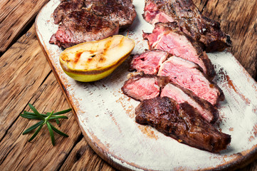 Tasty cut grilled meat