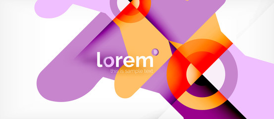 Geometric colorful shapes composition abstract background. Minimal dynamic design