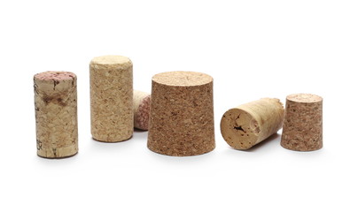 Wine corks isolated on white background