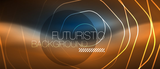 Neon glowing lines, magic energy space blue light concept, abstract background wallpaper design