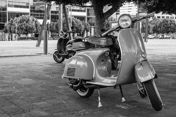 Parked motor scooter