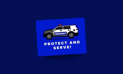 Protect and Serve Quote Poster with Police SUV Car Vector Illustration