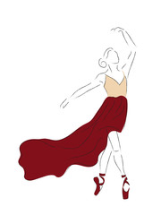 girl in red dress dance illustration