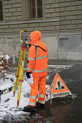 Vermessungsarbeit in Bern, Schweiz