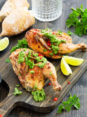 Baked Chicken with Mint Green Sauce...
