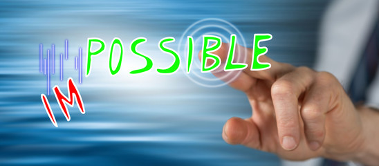 Man touching a challenge concept