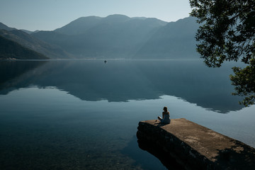 quiet morning in bay, drink coffe alone