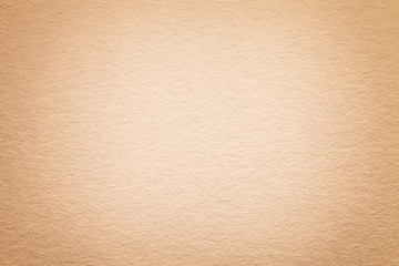 Texture of old light beige paper background, closeup. Structure of dense cardboard.
