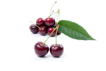 Sweet cherry isolated on a white background..