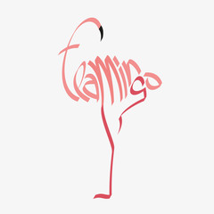 Fototapeta premium Typografia zwierząt, kaligrafia zwierząt, logo zwierząt, logotyp zwierząt. Typografia flaminga, kaligrafia flaminga, logo flaminga, logotyp flaminga.