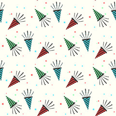 Obraz premium Christmas and New Year s trumpet seamless. colorful party horns vector pattern.