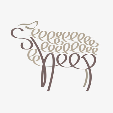 Animal typography, animal calligraphy, animal logo, animal logotype. Sheep typography, sheep calligraphy, sheep logo, sheep logotype.