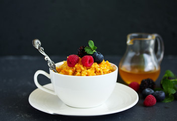 pudding with pumpkin and rice