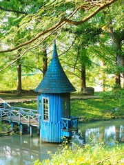 blue cabin scenary of akebono children's forest park Hanno city Saitama,Japan