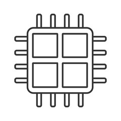 Quad core processor linear icon