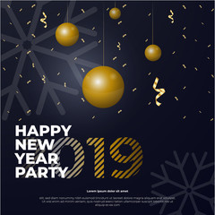 Fototapeta na wymiar Happy New Year Vector Poster Whit Gold Elements