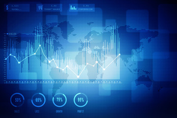 2d rendering Stock market online business concept. business Graph 