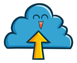 Cute and funny cloud storage symbol laughing - vector.