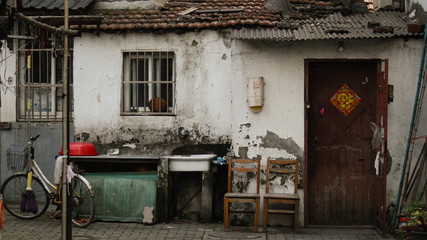 Residential private backyard the old town of Suzhou city, China, Asia