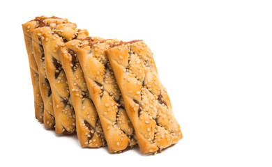 sponge cake with figs isolated