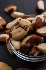 brazil nut on a dark stone background