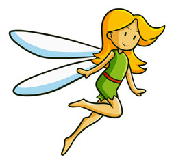 Fototapeta premium Cute and funny beautiful fairy flying & smiling - vector.