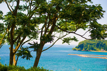 Seascape of Amaharashi beach in Toyama, Japan. Japan is a country located in the East Asia.