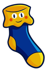 Cute and funny blue yellow shock smiling happily - vector.