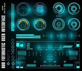 Obraz premium Sci-fi futuristic hud dashboard display virtual reality technology screen, target