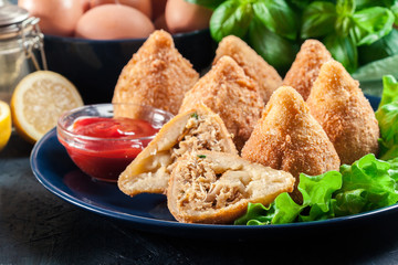 Coxinha. Fried croquette with chicken