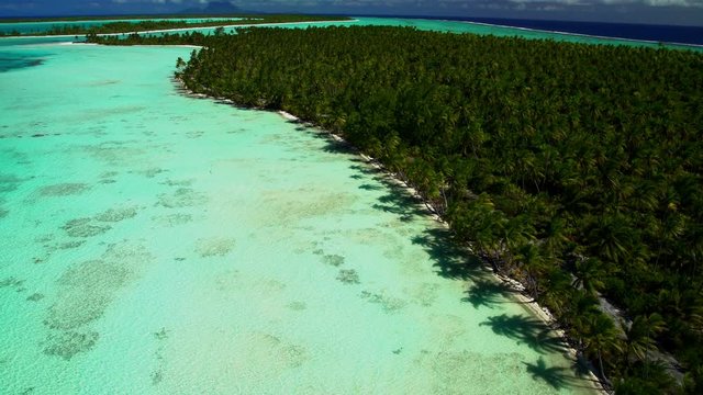 Aerial view of Tupai Heart Island a South Pacific Ocean paradise