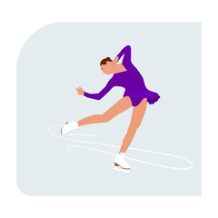 Figure skating rink with skater athlete winter sport woman lady.