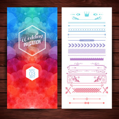 Vector image of Bright rectangular wedding invitation stationery