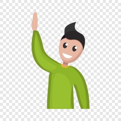 Boy hand up icon. Cartoon of boy hand up vector icon for web design  