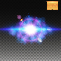 Colorful blue explosive lighting effect with halo