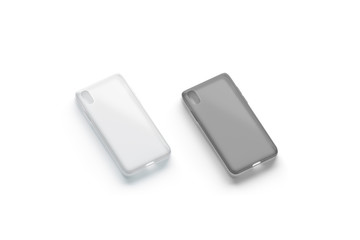 Blank black and white phone case mockup set, isolated