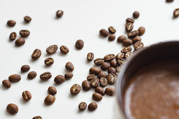 cup of coffee and beans